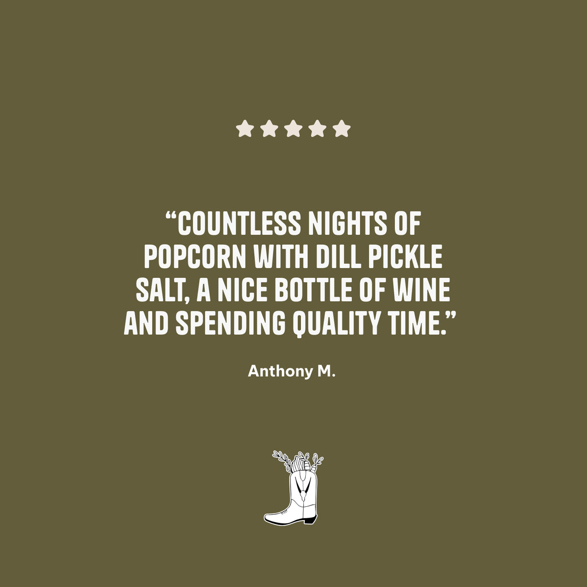 Five-star customer review of The Salted Roots Dill Pickle Salt