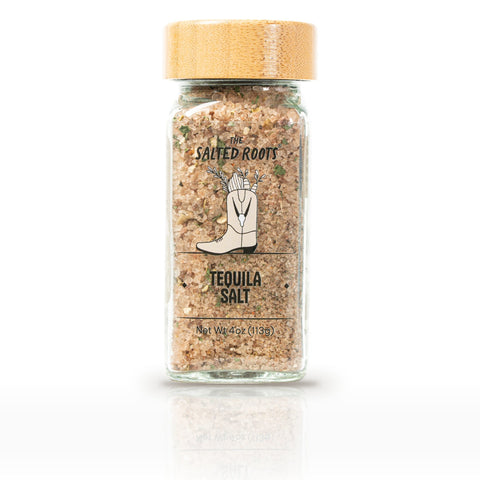 The Salted Roots Tequila Salt, 4 oz jar, front label