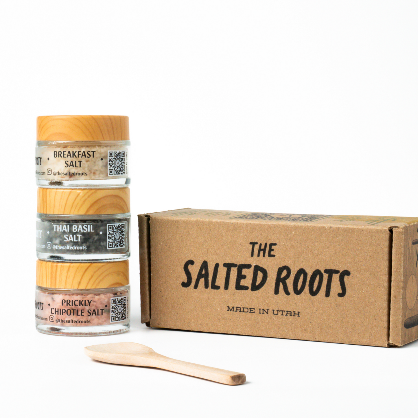 The Salted Roots Build Your Own 3-Pack - 1oz Minis — build-your-own 3-pack of 1oz mini infused salts and sugars — gift set view