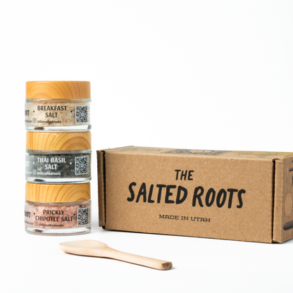 The Salted Roots Build Your Own 3-Pack - 1oz Minis — build-your-own 3-pack of 1oz mini infused salts and sugars — gift set view