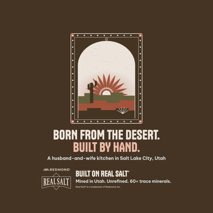 The Salted Roots: Born from the desert, built by hand. A husband-and-wife kitchen in Salt Lake City, Utah.