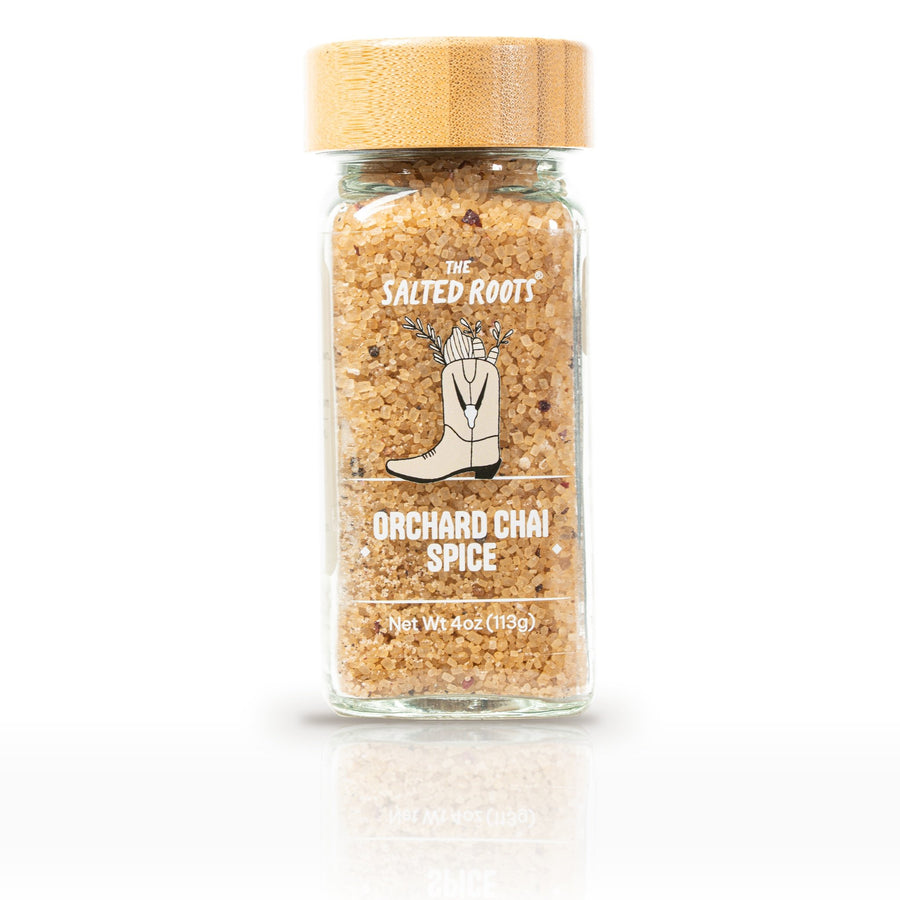 The Salted Roots Orchard Chai Spice, 4 oz jar, front label