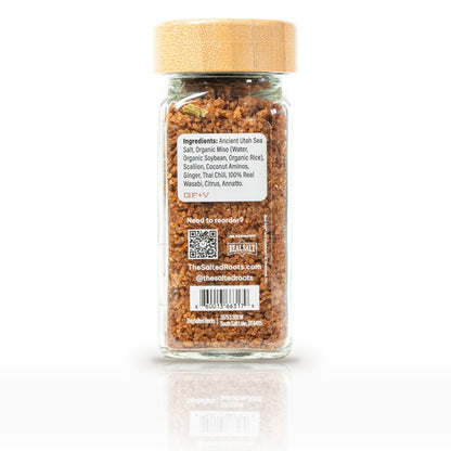 The Salted Roots Red Rock Zen, 4 oz jar, back panel with ingredients