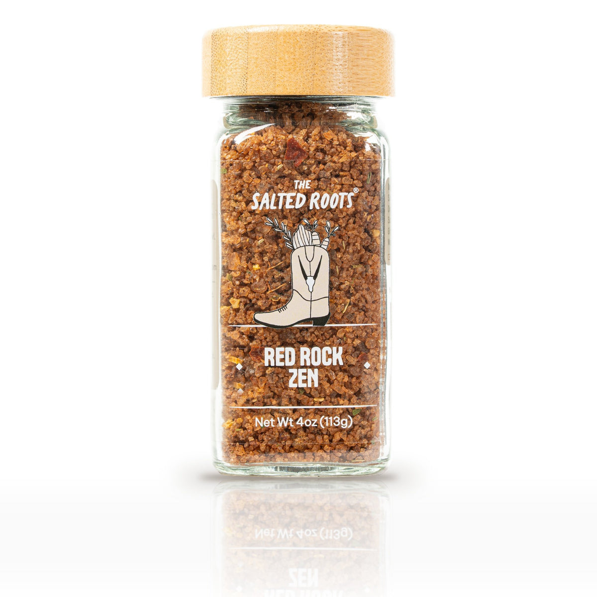 The Salted Roots Red Rock Zen, 4 oz jar, front label