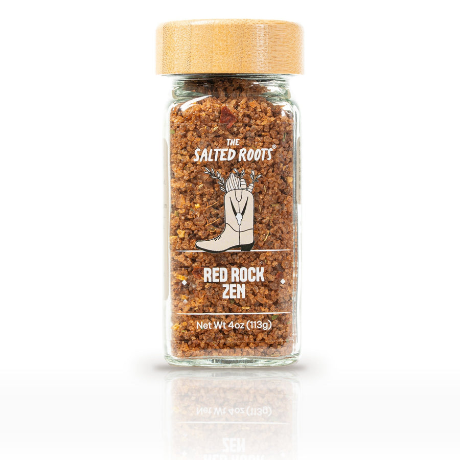 The Salted Roots Red Rock Zen, 4 oz jar, front label