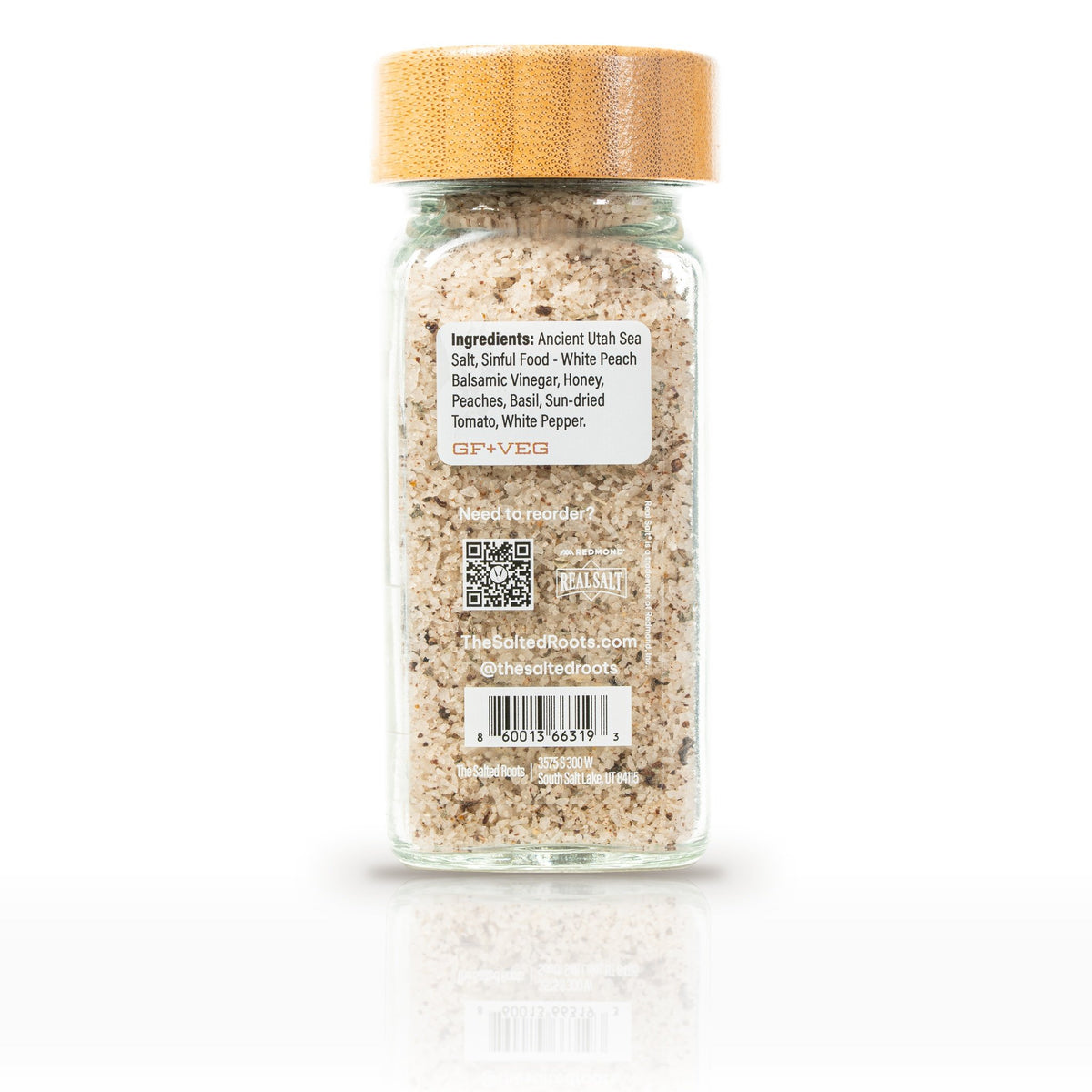 The Salted Roots Summer Salt, 4 oz jar, back panel with ingredients