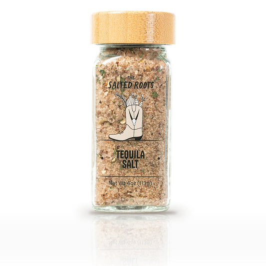 The Salted Roots Tequila Salt, 4 oz jar, front label